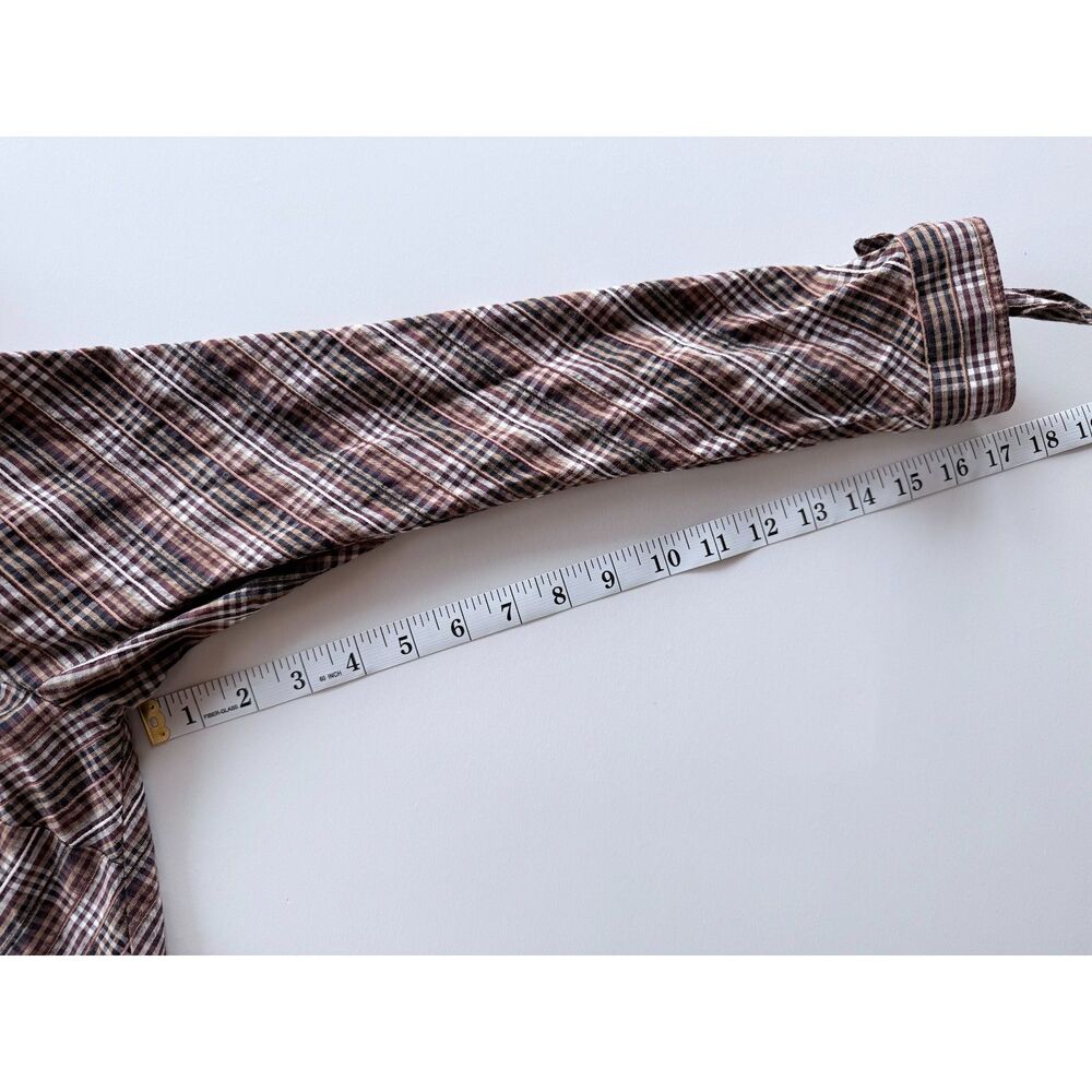 NWOT Veronica Beard Isabel Plaid Button Back Tie Cuff Blouse in Brown Size 2 - Picture 14 of 14